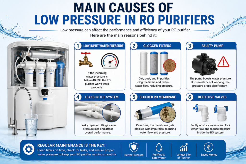 RO water purifier low pressure problem